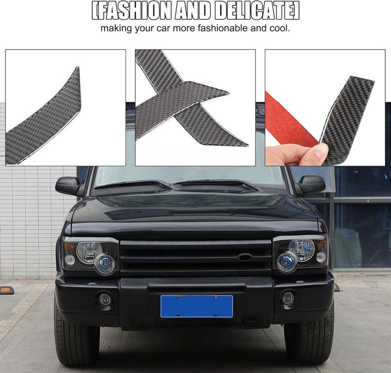 TerIourfou Front Headlight Trim Cover Trim Compatible with Land Rover Discovery 2 1998-2004,Soft Carbon Fiber Headlights Eyebrows Sticker Stripes Scratch Decal Exterior Accessories (Black Carbon Fiber) - Image 5
